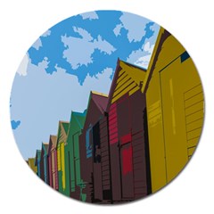 Brightly Colored Dressing Huts Magnet 5  (round) by Nexatart