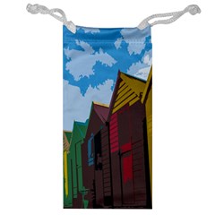 Brightly Colored Dressing Huts Jewelry Bag by Nexatart