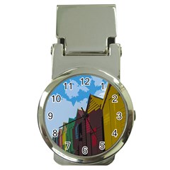 Brightly Colored Dressing Huts Money Clip Watches by Nexatart