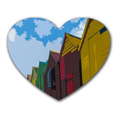 Brightly Colored Dressing Huts Heart Mousepads by Nexatart