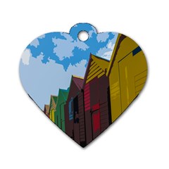 Brightly Colored Dressing Huts Dog Tag Heart (two Sides) by Nexatart