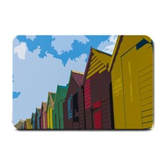 Brightly Colored Dressing Huts Small Doormat  by Nexatart