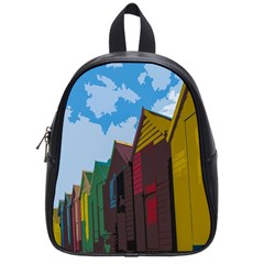 Brightly Colored Dressing Huts School Bags (small)  by Nexatart