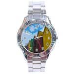 Brightly Colored Dressing Huts Stainless Steel Analogue Watch Front