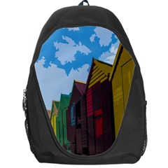 Brightly Colored Dressing Huts Backpack Bag by Nexatart