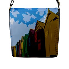 Brightly Colored Dressing Huts Flap Messenger Bag (l)  by Nexatart