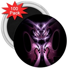 Angry Mantis Fractal In Shades Of Purple 3  Magnets (100 Pack) by Nexatart