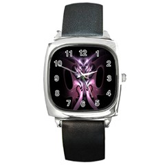 Angry Mantis Fractal In Shades Of Purple Square Metal Watch by Nexatart