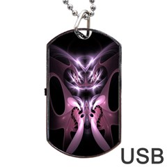 Angry Mantis Fractal In Shades Of Purple Dog Tag Usb Flash (one Side) by Nexatart