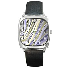 Wavy Ribbons Background Wallpaper Square Metal Watch by Nexatart