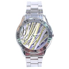 Wavy Ribbons Background Wallpaper Stainless Steel Analogue Watch by Nexatart