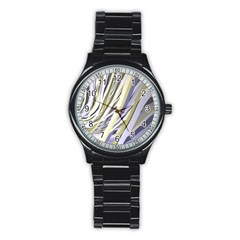 Wavy Ribbons Background Wallpaper Stainless Steel Round Watch by Nexatart