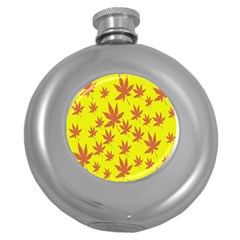 Autumn Background Round Hip Flask (5 Oz) by Nexatart