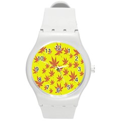 Autumn Background Round Plastic Sport Watch (m) by Nexatart