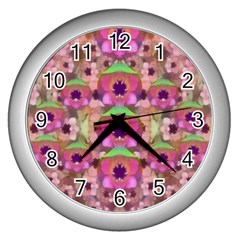 It Is Lotus In The Air Wall Clocks (silver)  by pepitasart