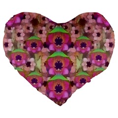 It Is Lotus In The Air Large 19  Premium Flano Heart Shape Cushions by pepitasart