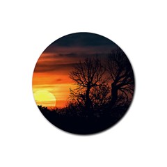 Sunset At Nature Landscape Rubber Coaster (round)  by dflcprints