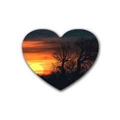 Sunset At Nature Landscape Rubber Coaster (heart)  by dflcprints