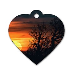 Sunset At Nature Landscape Dog Tag Heart (two Sides) by dflcprints