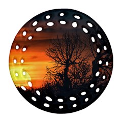 Sunset At Nature Landscape Ornament (round Filigree) by dflcprints