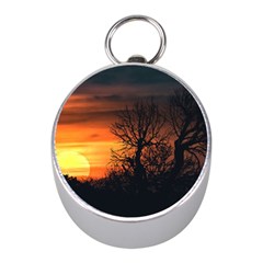 Sunset At Nature Landscape Mini Silver Compasses by dflcprints