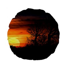 Sunset At Nature Landscape Standard 15  Premium Flano Round Cushions by dflcprints