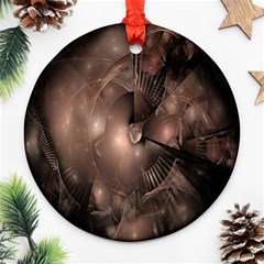 A Fractal Image In Shades Of Brown Round Ornament (two Sides) by Nexatart