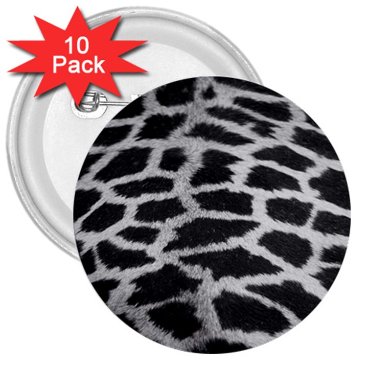 Black And White Giraffe Skin Pattern 3  Buttons (10 pack) 