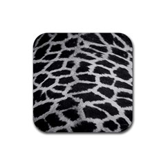 Black And White Giraffe Skin Pattern Rubber Coaster (square)  by Nexatart