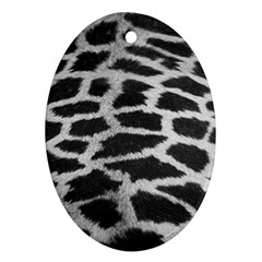 Black And White Giraffe Skin Pattern Oval Ornament (two Sides) by Nexatart