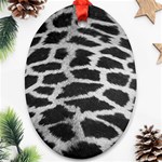 Black And White Giraffe Skin Pattern Oval Ornament (Two Sides) Front