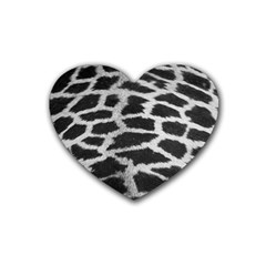 Black And White Giraffe Skin Pattern Heart Coaster (4 Pack)  by Nexatart