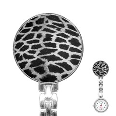 Black And White Giraffe Skin Pattern Stainless Steel Nurses Watch by Nexatart