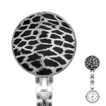 Black And White Giraffe Skin Pattern Stainless Steel Nurses Watch Front