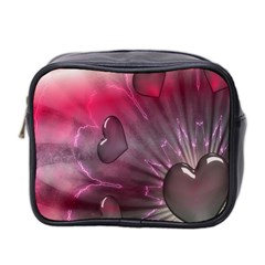 Love Hearth Background Wallpaper Mini Toiletries Bag 2-side by Nexatart