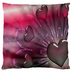 Love Hearth Background Wallpaper Large Cushion Case (one Side) by Nexatart