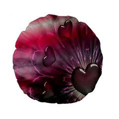 Love Hearth Background Wallpaper Standard 15  Premium Flano Round Cushions by Nexatart