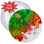 Digitally Painted Messy Paint Background Textur 3  Buttons (100 pack)  Front