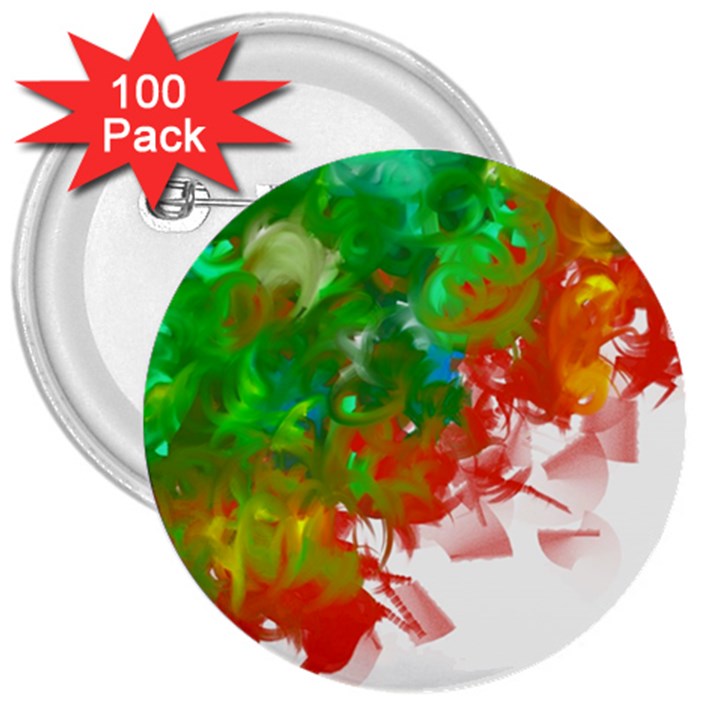 Digitally Painted Messy Paint Background Textur 3  Buttons (100 pack) 