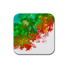 Digitally Painted Messy Paint Background Textur Rubber Coaster (square)  by Nexatart