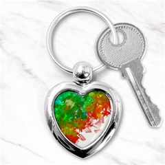 Digitally Painted Messy Paint Background Textur Key Chains (heart)  by Nexatart