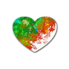 Digitally Painted Messy Paint Background Textur Heart Coaster (4 Pack)  by Nexatart