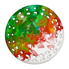 Digitally Painted Messy Paint Background Textur Round Filigree Ornament (two Sides) by Nexatart