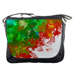 Digitally Painted Messy Paint Background Textur Messenger Bags by Nexatart