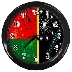 Snowflake Background Digitally Created Pattern Wall Clocks (black) by Nexatart