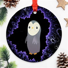 Fractal Image With Penguin Drawing Ornament (round) by Nexatart