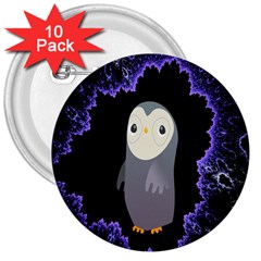 Fractal Image With Penguin Drawing 3  Buttons (10 Pack)  by Nexatart