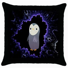 Fractal Image With Penguin Drawing Throw Pillow Case (black) by Nexatart