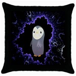 Fractal Image With Penguin Drawing Throw Pillow Case (Black) Front