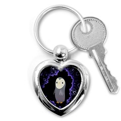 Fractal Image With Penguin Drawing Key Chains (heart)  by Nexatart